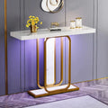 41.3  Console Table with LED Lights, Modern Gold White Entryway Hallway Accent Table
