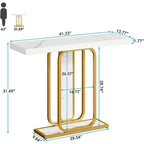 41.3  Console Table with LED Lights, Modern Gold White Entryway Hallway Accent Table
