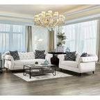Addae Glam White Fabric Tufted 2-Piece Sofa Set by Furniture of America