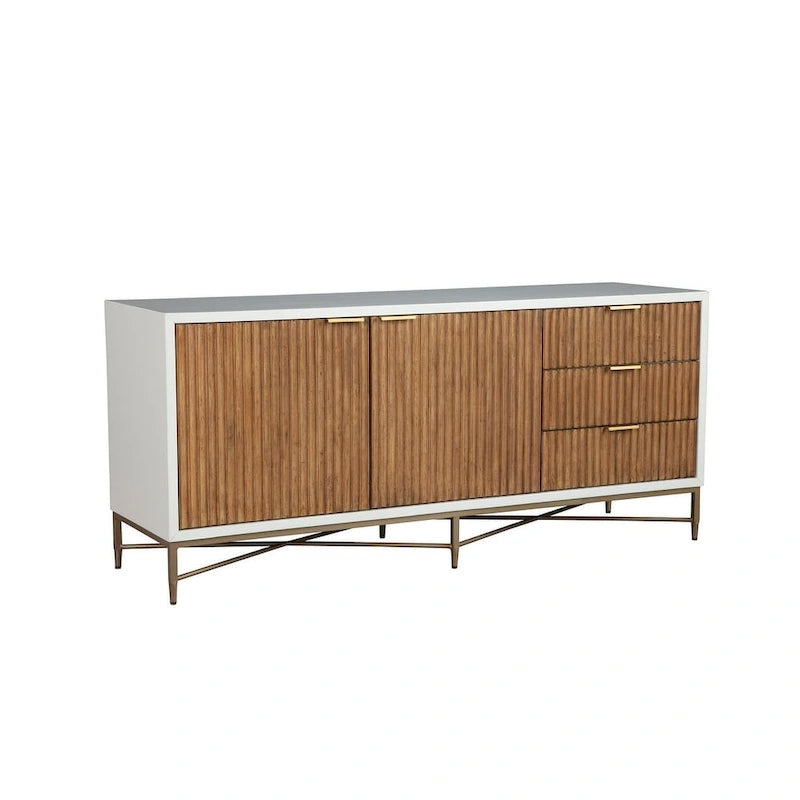 Origins by Alpine Larsen TV Console in White - 64 inches in width