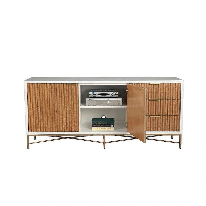 Origins by Alpine Larsen TV Console in White - 64 inches in width