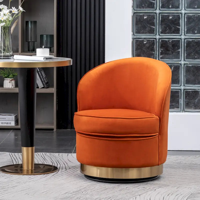 Roundhill Furniture Wania Contemporary Velvet Swivel Chair, Blue