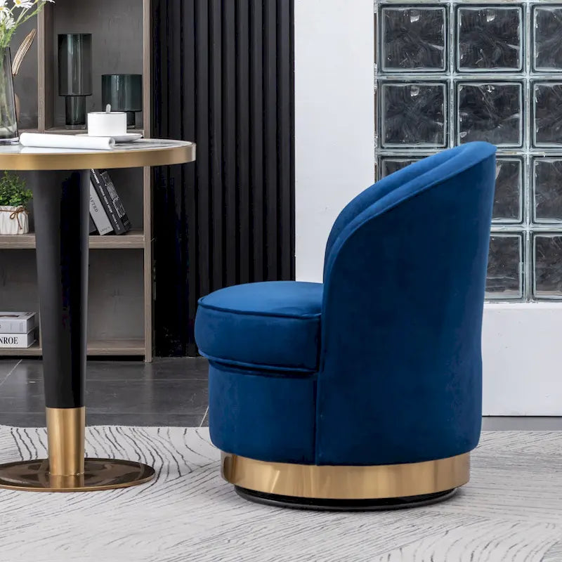Roundhill Furniture Wania Contemporary Velvet Swivel Chair, Blue