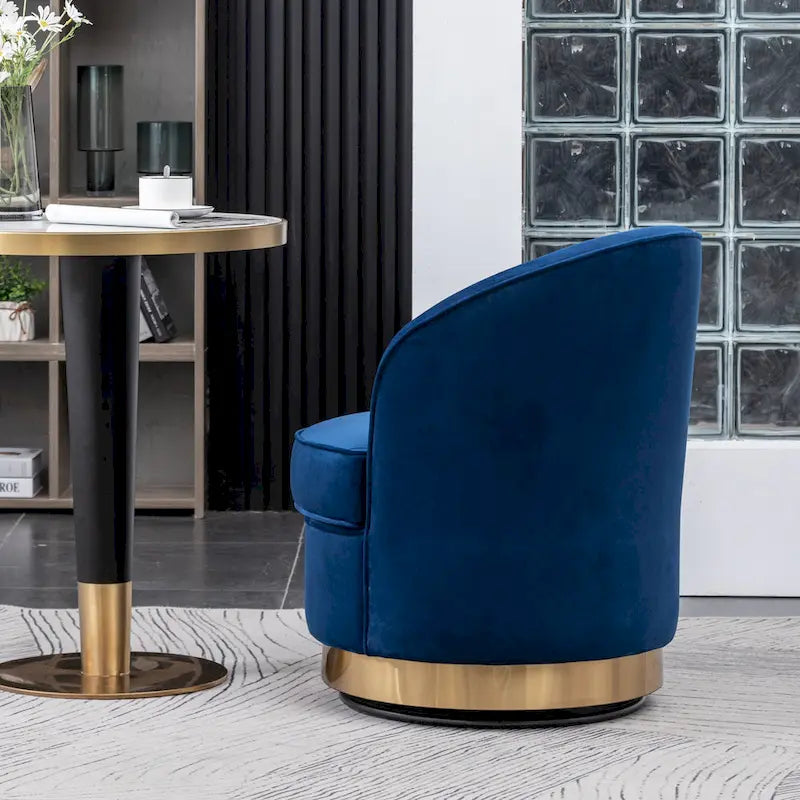 Roundhill Furniture Wania Contemporary Velvet Swivel Chair, Blue