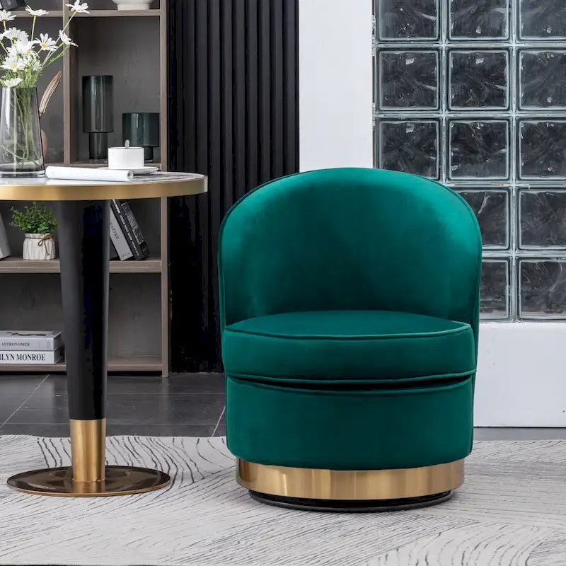 Roundhill Furniture Wania Contemporary Velvet Swivel Chair, Blue