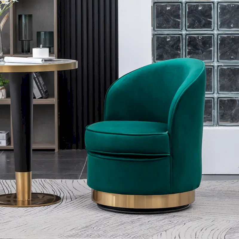 Roundhill Furniture Wania Contemporary Velvet Swivel Chair, Blue