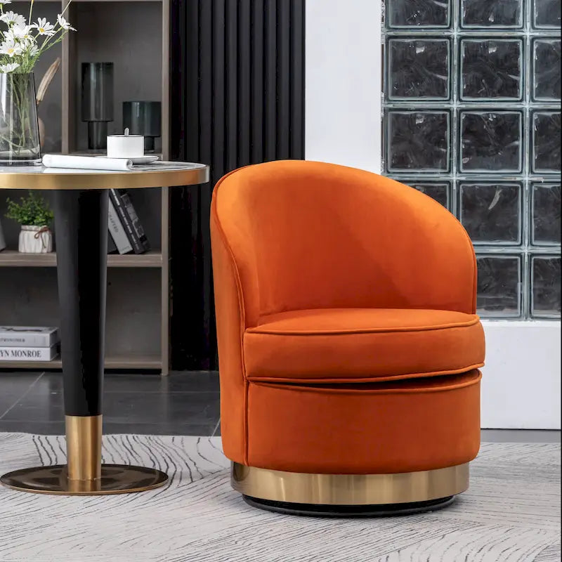 Roundhill Furniture Wania Contemporary Velvet Swivel Chair, Blue