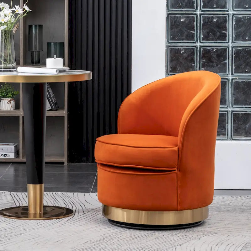 Roundhill Furniture Wania Contemporary Velvet Swivel Chair, Blue