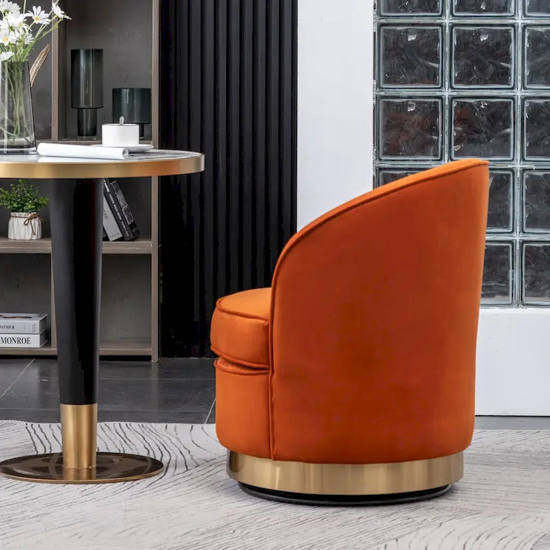 Roundhill Furniture Wania Contemporary Velvet Swivel Chair, Blue