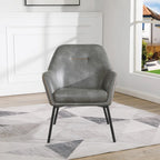 Brooks Accent Chair in Faux Leather with Stitch and Black Legs