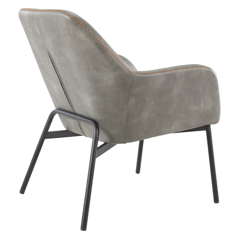 Brooks Accent Chair in Faux Leather with Stitch and Black Legs