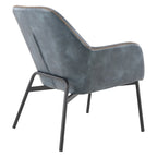 Brooks Accent Chair in Faux Leather with Stitch and Black Legs