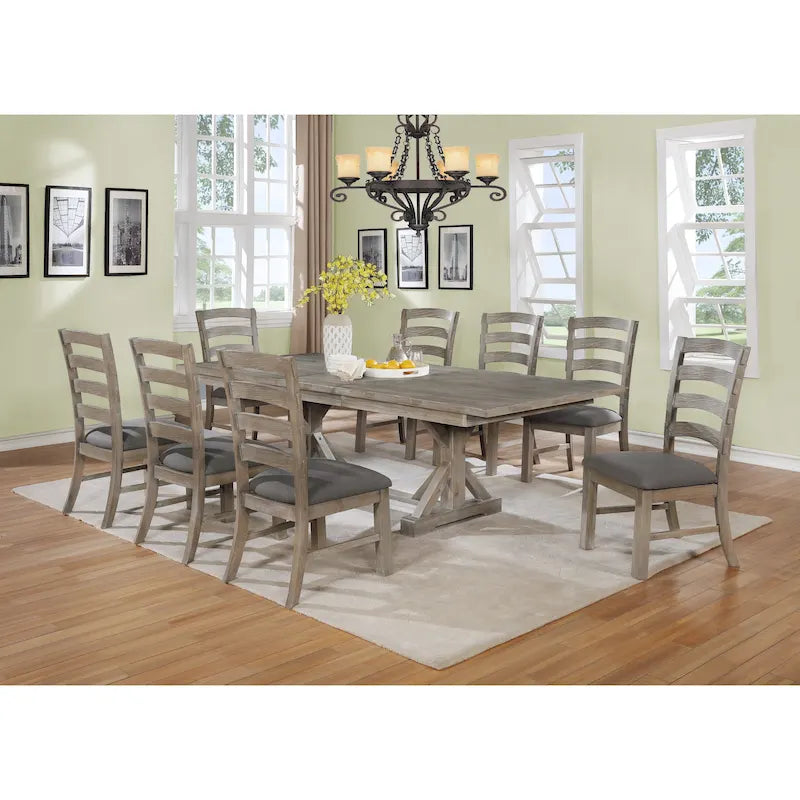 Best Quality Furniture Rustic Trestle 9-piece Dining Set