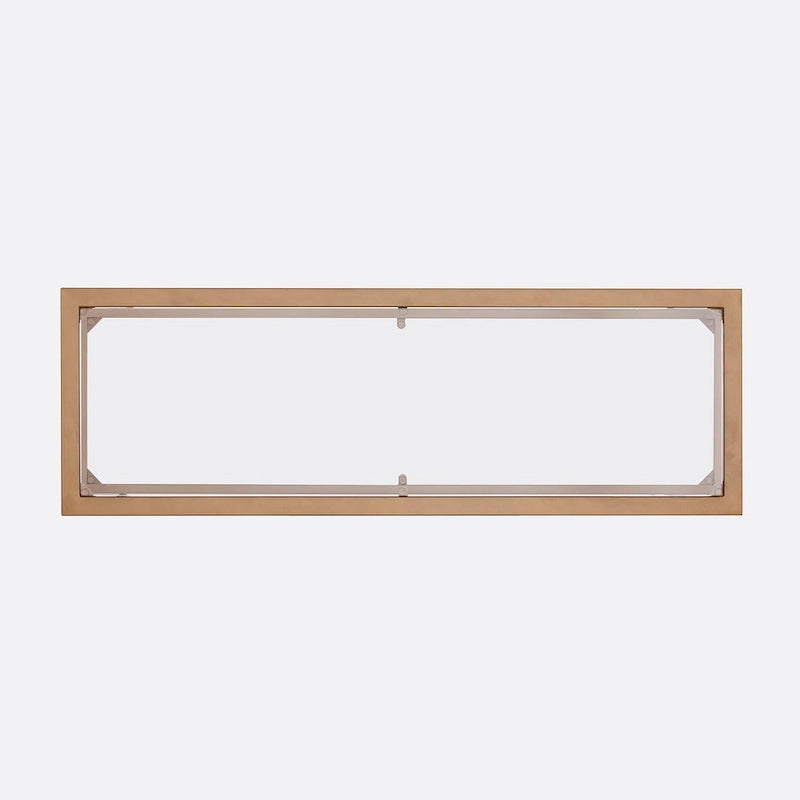 SEI Furniture Price Matte Gold Metal Console Table with Shelf and Tempered Glass