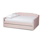Lennon Modern and Contemporary Velvet Fabric Daybed with Trundle