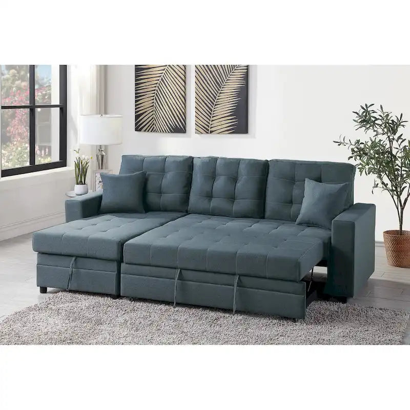 Poundex Reversible Convertible Sectional Sleeper with Storage