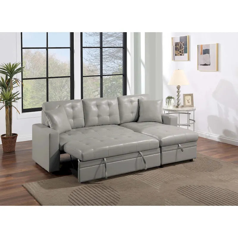Poundex Reversible Convertible Sectional Sleeper with Storage