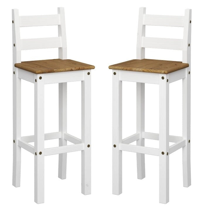 Wood Bar Height Dining Set of Drop Leaf Table and 2 Chairs Corona Collection