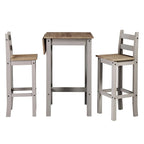 Wood Bar Height Dining Set of Drop Leaf Table and 2 Chairs Corona Collection