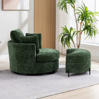 42.3 W Upholstered Swivel Accent Chair with 4 Pillows and Half-Moon Storage Ottoman