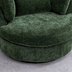 42.3 W Upholstered Swivel Accent Chair with 4 Pillows and Half-Moon Storage Ottoman