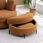 42.3 W Upholstered Swivel Accent Chair with 4 Pillows and Half-Moon Storage Ottoman