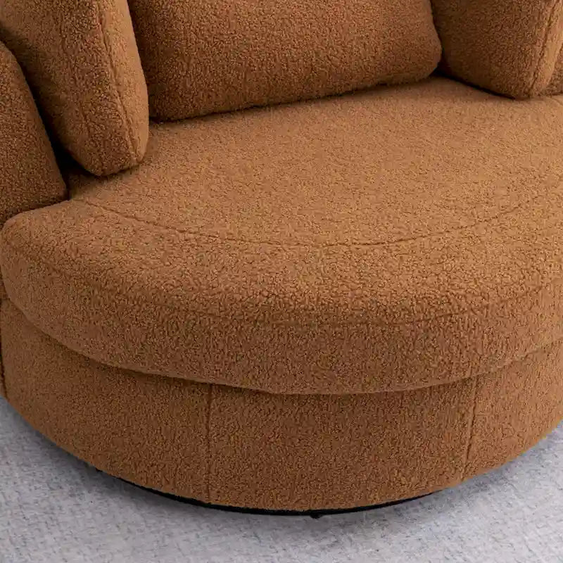 42.3 W Upholstered Swivel Accent Chair with 4 Pillows and Half-Moon Storage Ottoman