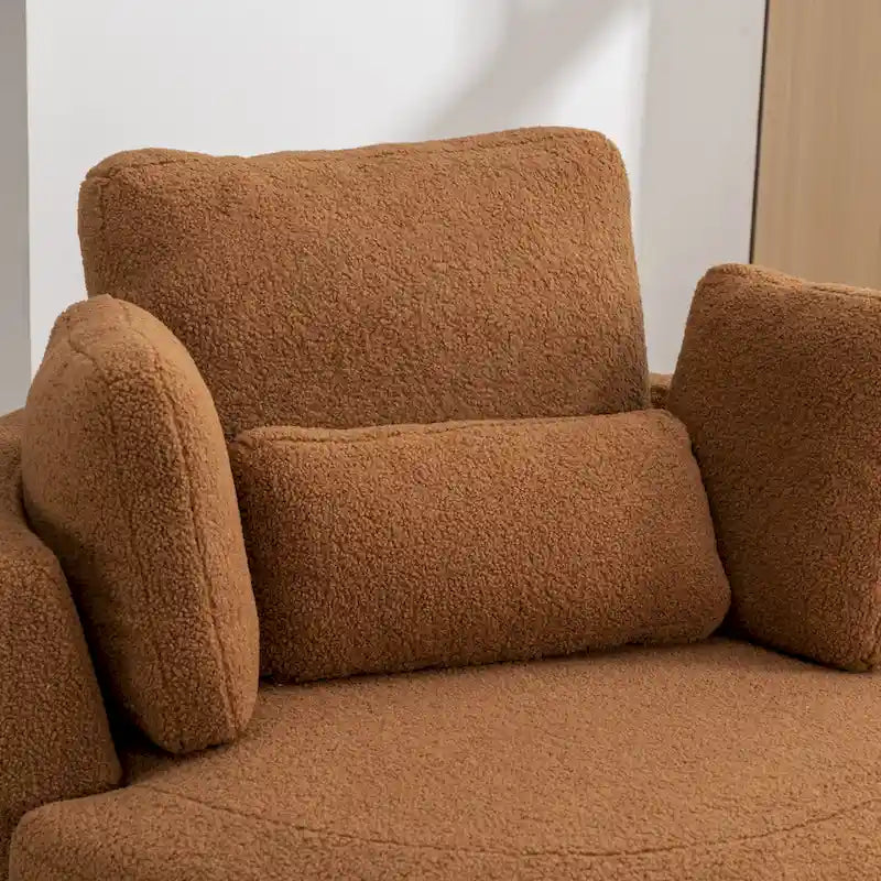 42.3 W Upholstered Swivel Accent Chair with 4 Pillows and Half-Moon Storage Ottoman