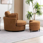 42.3 W Upholstered Swivel Accent Chair with 4 Pillows and Half-Moon Storage Ottoman