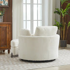 42.3 W Upholstered Swivel Accent Chair with 4 Pillows and Half-Moon Storage Ottoman