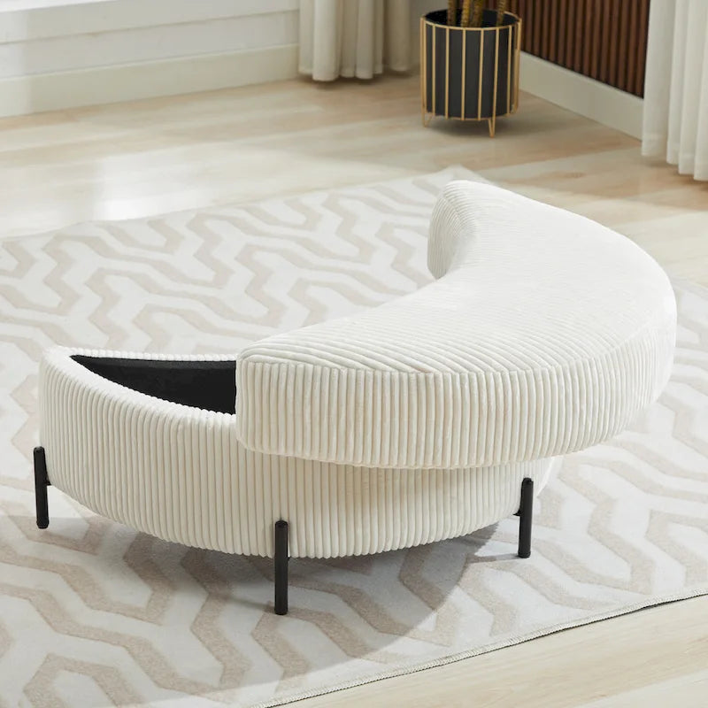 42.3 W Upholstered Swivel Accent Chair with 4 Pillows and Half-Moon Storage Ottoman