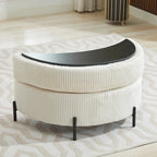 42.3 W Upholstered Swivel Accent Chair with 4 Pillows and Half-Moon Storage Ottoman