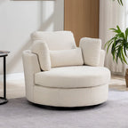 42.3 W Upholstered Swivel Accent Chair with 4 Pillows and Half-Moon Storage Ottoman
