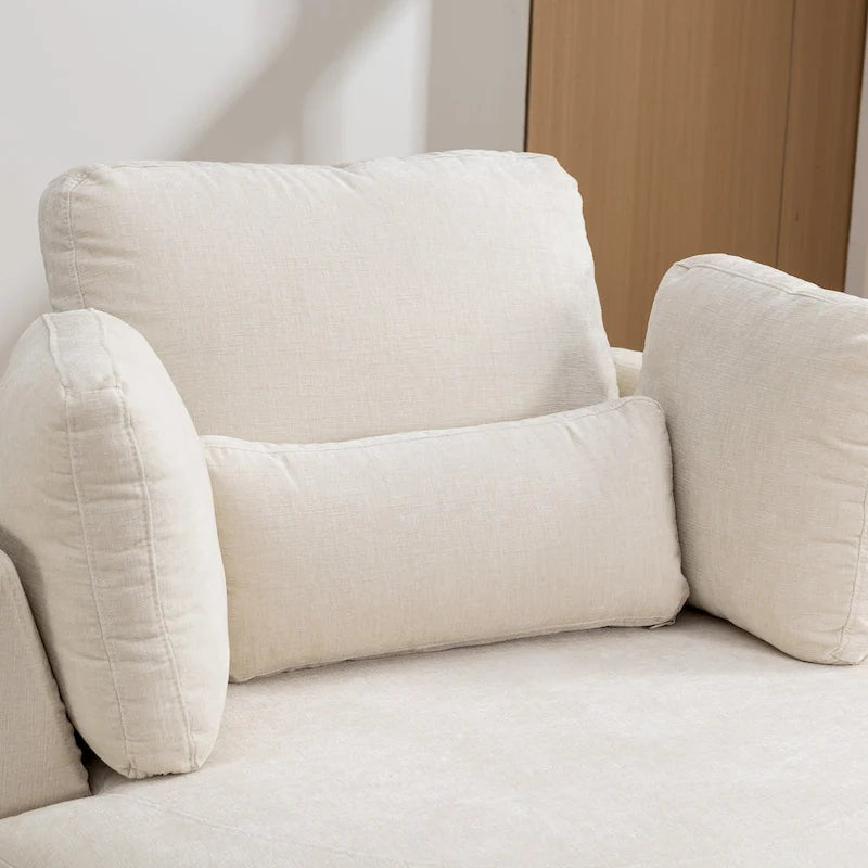 42.3 W Upholstered Swivel Accent Chair with 4 Pillows and Half-Moon Storage Ottoman