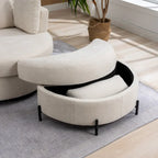 42.3 W Upholstered Swivel Accent Chair with 4 Pillows and Half-Moon Storage Ottoman