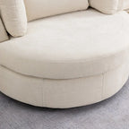42.3 W Upholstered Swivel Accent Chair with 4 Pillows and Half-Moon Storage Ottoman