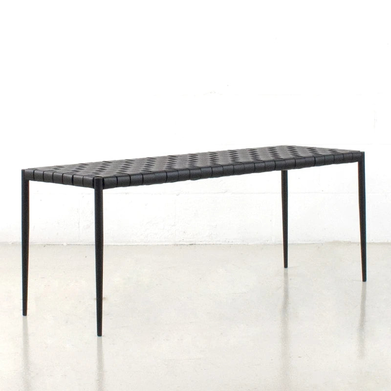 Soho Mid-Century Modern Leather Weave Coffee/Bench 28-inches/ 47-inches