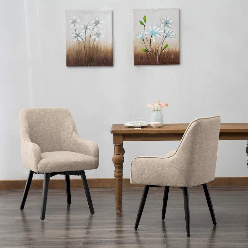 Swivel Dining Chairs Set of 2 Upholstered Accent Chairs Living Room Chairs Desk Office Arm Chair