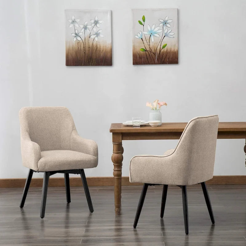 Swivel Dining Chairs Set of 2 Upholstered Accent Chairs Living Room Chairs Desk Office Arm Chair