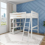 Max and Lily Full-Size High Loft Bed with Bookcase