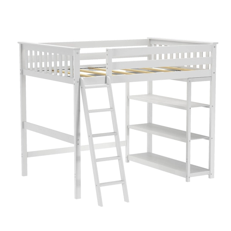 Max and Lily Full-Size High Loft Bed with Bookcase