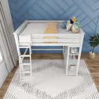 Max and Lily Full-Size High Loft Bed with Bookcase