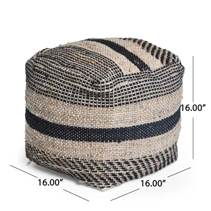 Caiman Handcrafted Boho Fabric Pouf by Christopher Knight Home