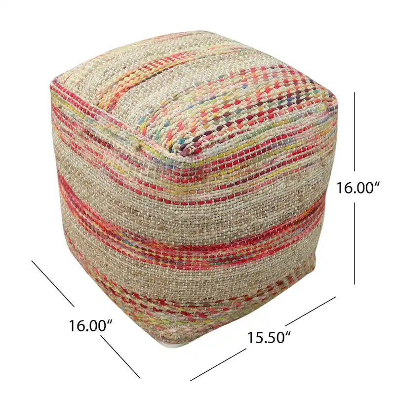 Caiman Handcrafted Boho Fabric Pouf by Christopher Knight Home