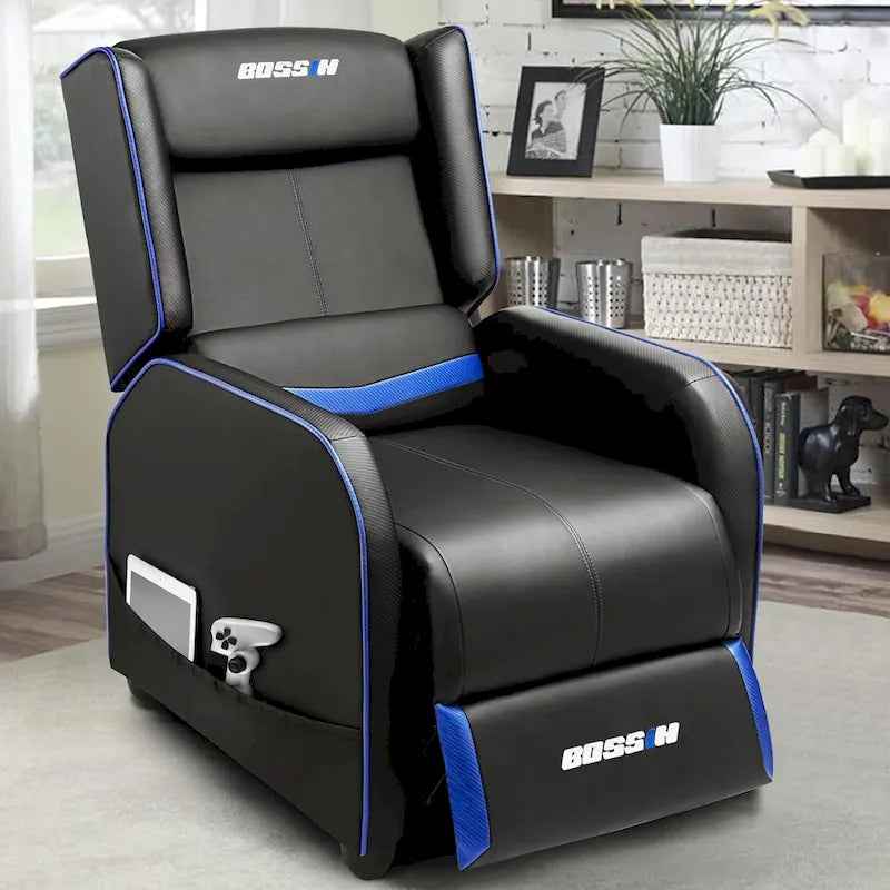 BOSSIN PU Leather Ergonomic Gaming Single Recliner Seating Sofa for Living Room