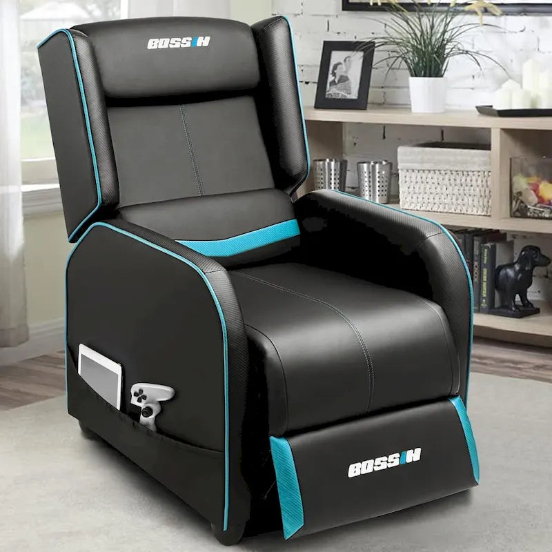 BOSSIN PU Leather Ergonomic Gaming Single Recliner Seating Sofa for Living Room