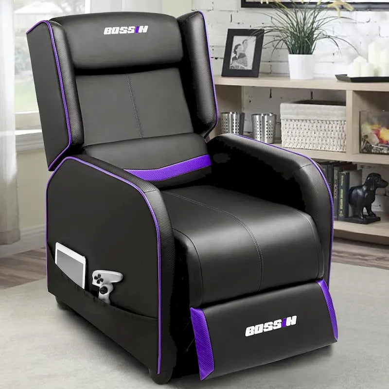 BOSSIN PU Leather Ergonomic Gaming Single Recliner Seating Sofa for Living Room