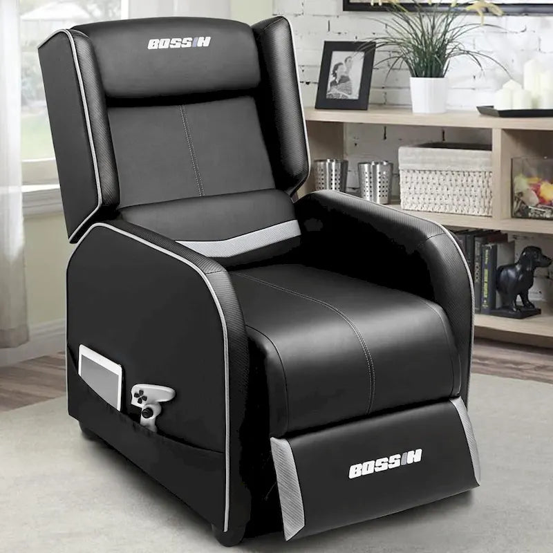 BOSSIN PU Leather Ergonomic Gaming Single Recliner Seating Sofa for Living Room