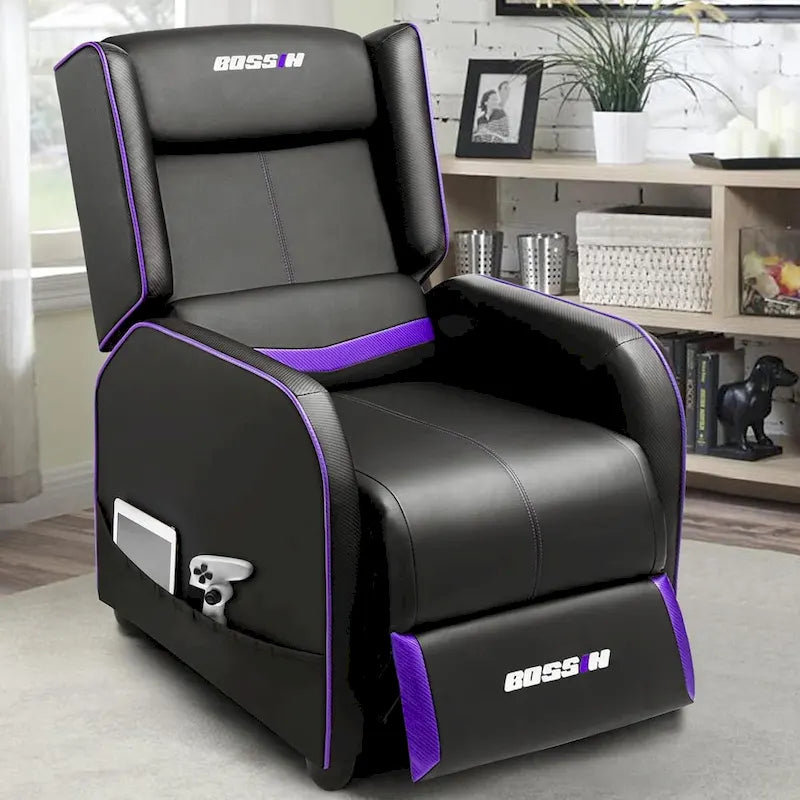 BOSSIN PU Leather Ergonomic Gaming Single Recliner Seating Sofa for Living Room