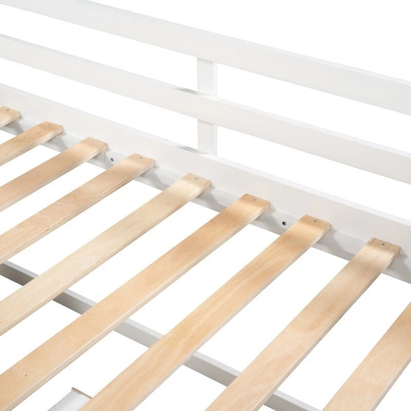 Twin Loft Bed with Storage and Drawers, Low Loft Bed Frame with 2 Shelves and 2 Drawers, No Box Spring Needed